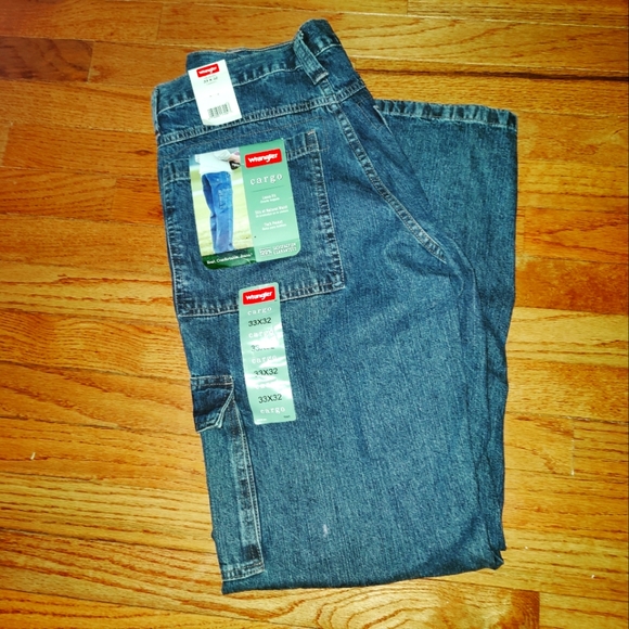 Wrangler Jeans Mens Wrangler Cargo Blue Jean Pants Size 33 X 32 Nwt